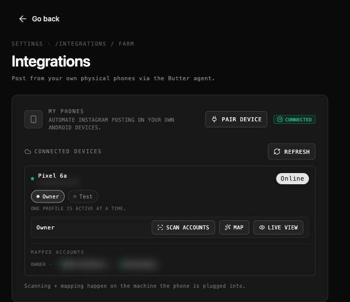 My Phones — post from your own Android in Butter v2.1