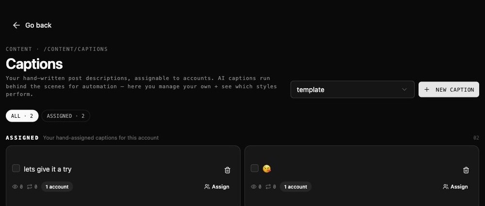Post Captions — 5 AI styles + 1 hand-written in Butter v2.1