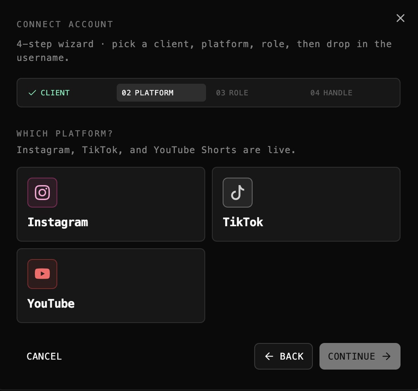 TikTok and YouTube Shorts in the wizard in Butter v2.1